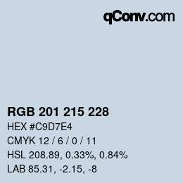 Color code: RGB 201 215 228 | qconv.com
