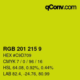 颜色代码: RGB 201 215 9 | qconv.com