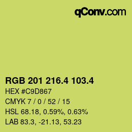 カラーコード: RGB 201 216.4 103.4 | qconv.com