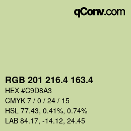 カラーコード: RGB 201 216.4 163.4 | qconv.com