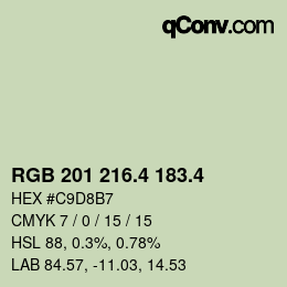 カラーコード: RGB 201 216.4 183.4 | qconv.com