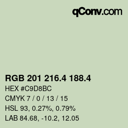 カラーコード: RGB 201 216.4 188.4 | qconv.com