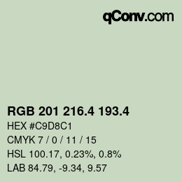 カラーコード: RGB 201 216.4 193.4 | qconv.com