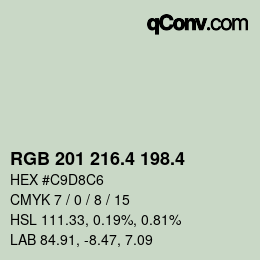 カラーコード: RGB 201 216.4 198.4 | qconv.com