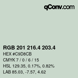 カラーコード: RGB 201 216.4 203.4 | qconv.com