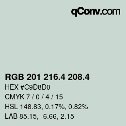 カラーコード: RGB 201 216.4 208.4 | qconv.com