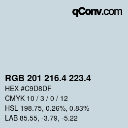 カラーコード: RGB 201 216.4 223.4 | qconv.com