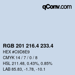 カラーコード: RGB 201 216.4 233.4 | qconv.com
