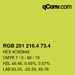 カラーコード: RGB 201 216.4 73.4 | qconv.com