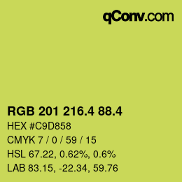 カラーコード: RGB 201 216.4 88.4 | qconv.com
