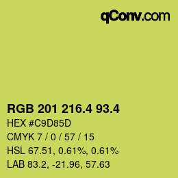 カラーコード: RGB 201 216.4 93.4 | qconv.com