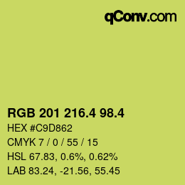 カラーコード: RGB 201 216.4 98.4 | qconv.com