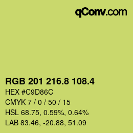 カラーコード: RGB 201 216.8 108.4 | qconv.com