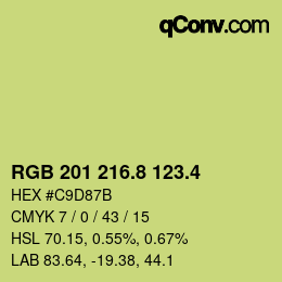 カラーコード: RGB 201 216.8 123.4 | qconv.com