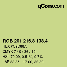 カラーコード: RGB 201 216.8 138.4 | qconv.com