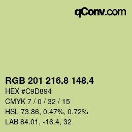 カラーコード: RGB 201 216.8 148.4 | qconv.com