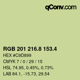 カラーコード: RGB 201 216.8 153.4 | qconv.com