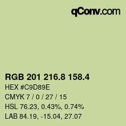カラーコード: RGB 201 216.8 158.4 | qconv.com