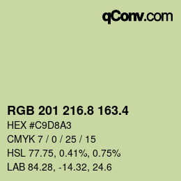 カラーコード: RGB 201 216.8 163.4 | qconv.com