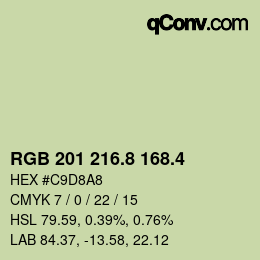 カラーコード: RGB 201 216.8 168.4 | qconv.com
