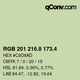 カラーコード: RGB 201 216.8 173.4 | qconv.com