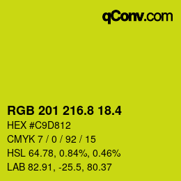 カラーコード: RGB 201 216.8 18.4 | qconv.com