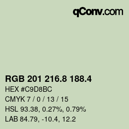 カラーコード: RGB 201 216.8 188.4 | qconv.com