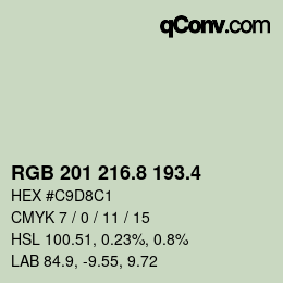 カラーコード: RGB 201 216.8 193.4 | qconv.com