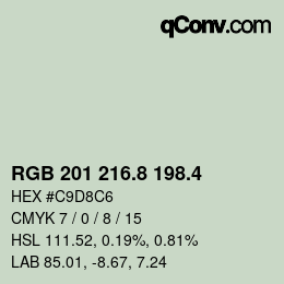 カラーコード: RGB 201 216.8 198.4 | qconv.com