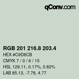 カラーコード: RGB 201 216.8 203.4 | qconv.com