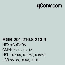 カラーコード: RGB 201 216.8 213.4 | qconv.com