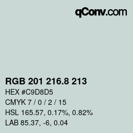 Color code: RGB 201 216.8 213 | qconv.com