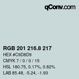 カラーコード: RGB 201 216.8 217 | qconv.com