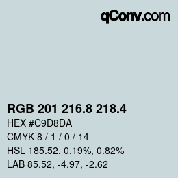 カラーコード: RGB 201 216.8 218.4 | qconv.com