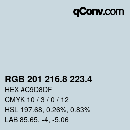 カラーコード: RGB 201 216.8 223.4 | qconv.com
