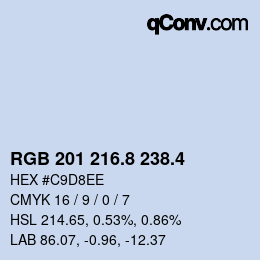 カラーコード: RGB 201 216.8 238.4 | qconv.com