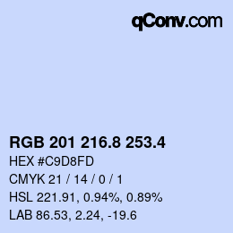 カラーコード: RGB 201 216.8 253.4 | qconv.com