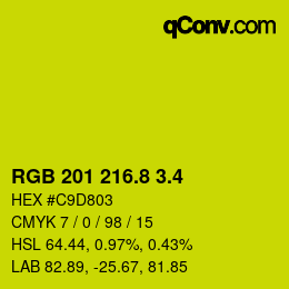 カラーコード: RGB 201 216.8 3.4 | qconv.com