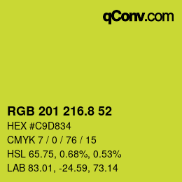 カラーコード: RGB 201 216.8 52 | qconv.com