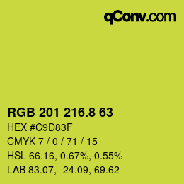 カラーコード: RGB 201 216.8 63 | qconv.com