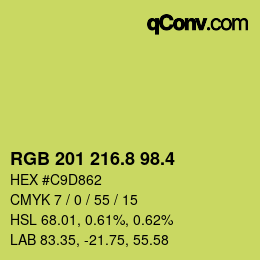 カラーコード: RGB 201 216.8 98.4 | qconv.com