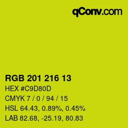 カラーコード: RGB 201 216 13 | qconv.com