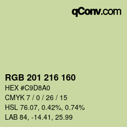 カラーコード: RGB 201 216 160 | qconv.com