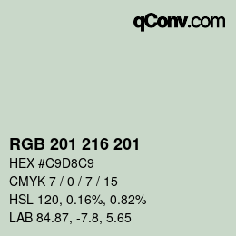 Color code: RGB 201 216 201 | qconv.com
