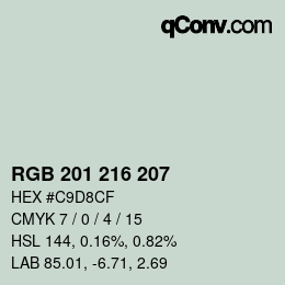 カラーコード: RGB 201 216 207 | qconv.com