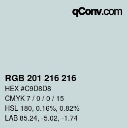 Color code: RGB 201 216 216 | qconv.com