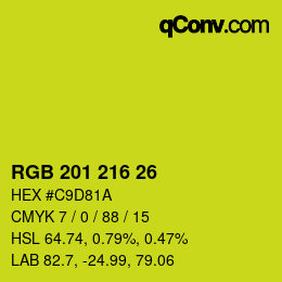 Color code: RGB 201 216 26 | qconv.com