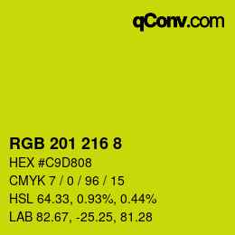 颜色代码: RGB 201 216 8 | qconv.com