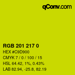 カラーコード: RGB 201 217 0 | qconv.com