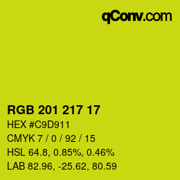 Color code: RGB 201 217 17 | qconv.com